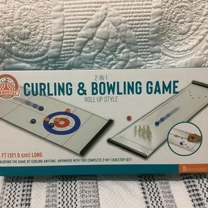 2-IN-1 Curling & Bowling Game Roll-Up Style Table Top Set NWB Holiday Gift